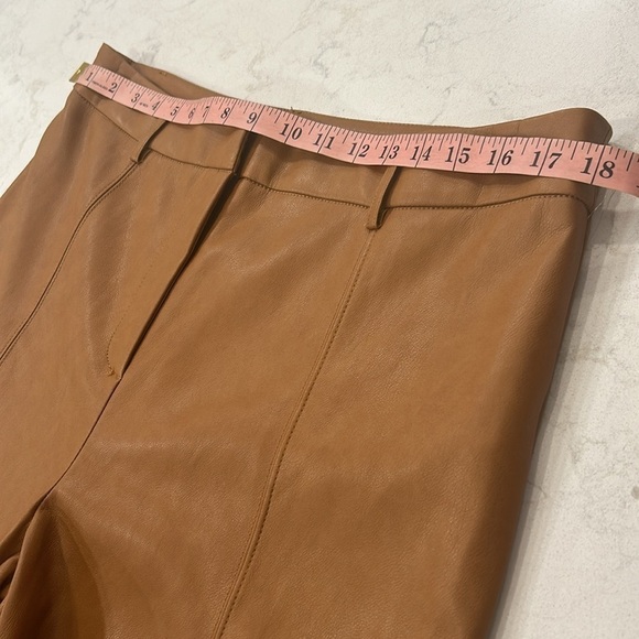 7 For All Mankind Faux Leather Wide Leg Cropped Pants Saddle Tan Size L - Picture 14 of 16